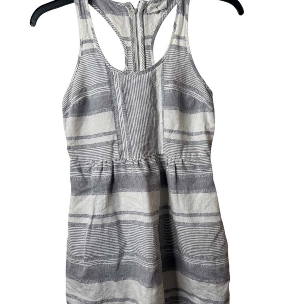 Lou & Grey Gray and White Striped Tank Top